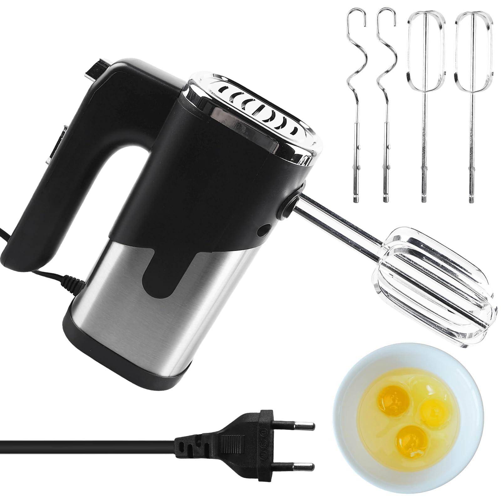 Dripio Handmixer met 800 watt en 4 roestvrijstalen accessoires, 5 snelheden, zwart