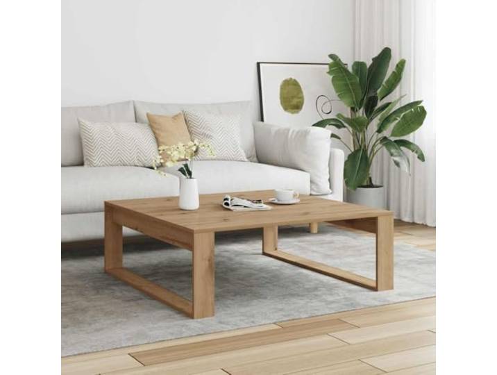KTHLBRH Couchtisch Eiche Handwerk 100 x 100 x 35 cm Spanplatte Glatte Oberfläche, feuchtigkeitsbeständig, leicht zu reinigen, Montage erforderlich