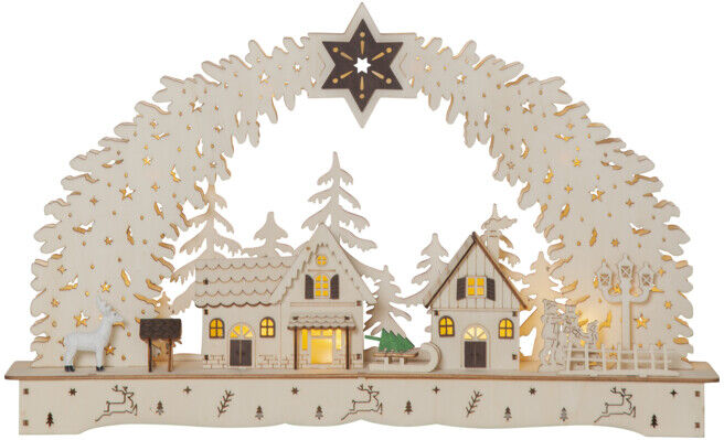 Star Lustre de fenêtre LED 10 flammes 272-14 naturel 45 × 27,5 cm (272-14)