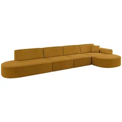 ECKSOFA Ottomane Rechts MARI-L3 - 413x171x79 cm Senfgelb Cord