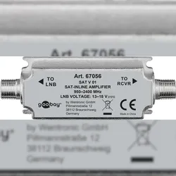 Goobay 67056 SAT-Antennenverstärker 950 MHz - 2400 MHz, 1 Stk. im Plastikbeutel - Strecken-Nahverstärker zur Anhebung von Signalen