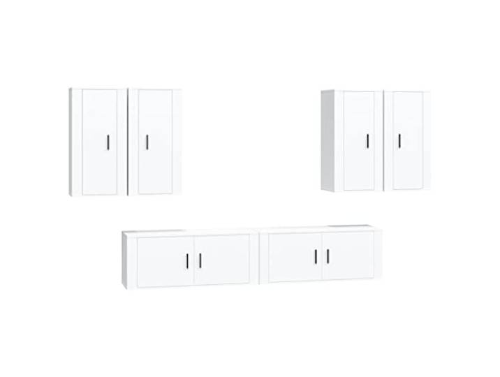 hliofuir 6-TLG. TV-Schrank-Set Hängend Wandmontage Weiß Holzwerkstoff Modulare TV-Board Phonoschrank Kombination in Weiß für Wohnzimmer und Schlafzimmer mit viel Stauraum.