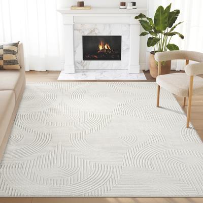 Abani Rugs Abani Neutral NTL160A Cream Tone-on-Tone Semi-Circle Lines Area Rug