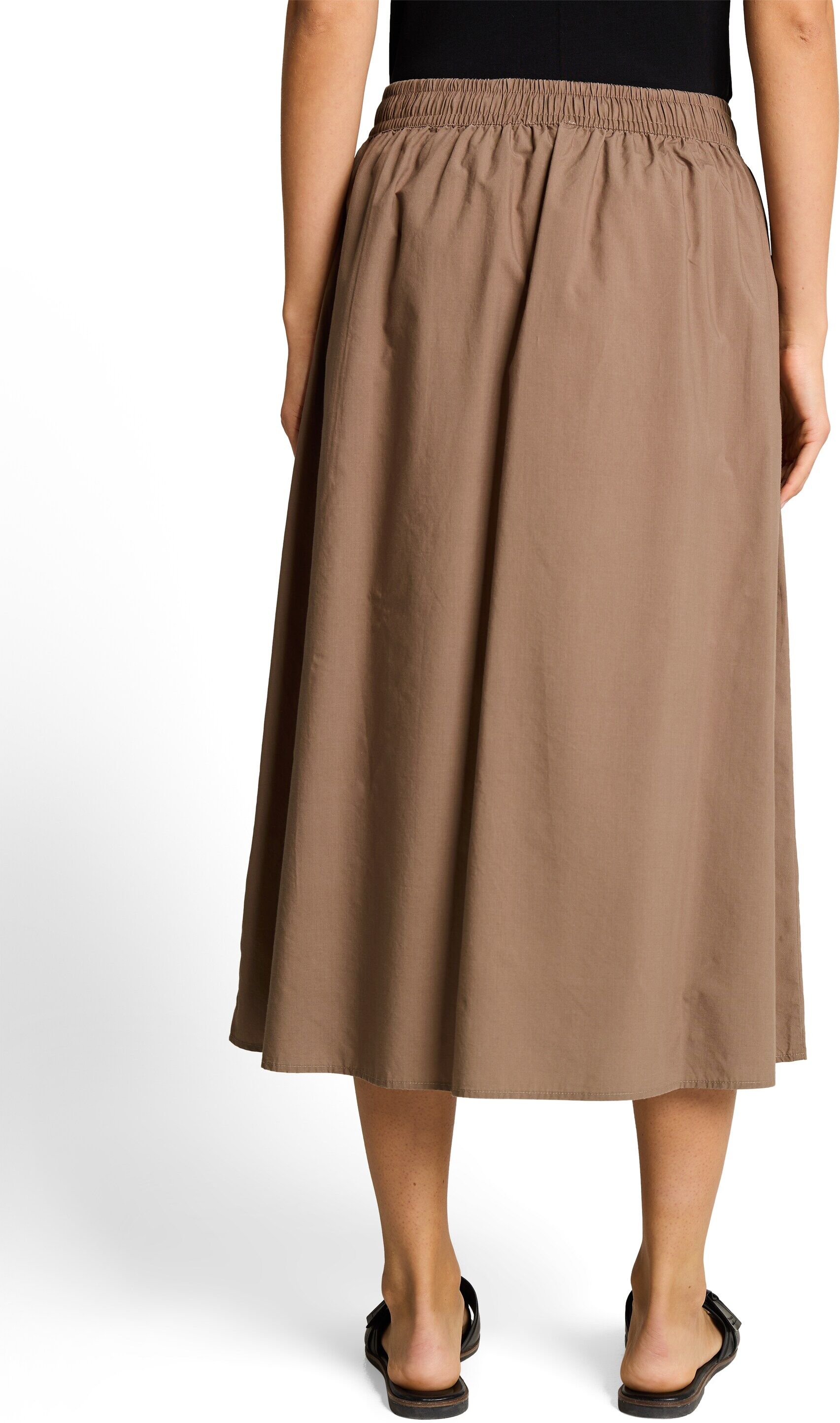 Webrock TOM TAILOR, Damen, Gr. 40, braun (taupe grau), Web, Obermaterial: 70% Lyocell, 30% Baumwolle, unifarben, bequem 3/4-Länge, Röcke Webrock, mit Gummizug und Bindeband