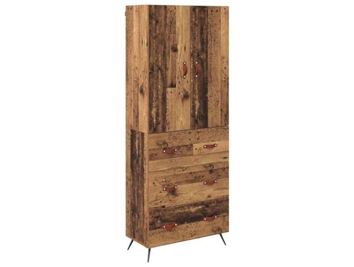 HGFDVCMR Highboard Wandmontiert Altholz 69,5 x 34 x 180 cm 2-Teilig Platzsparender Hängeschrank für Wohnzimmer und Flur mit Tür und Schublade für geordnete Aufbewahrung im modernen Zuhause.