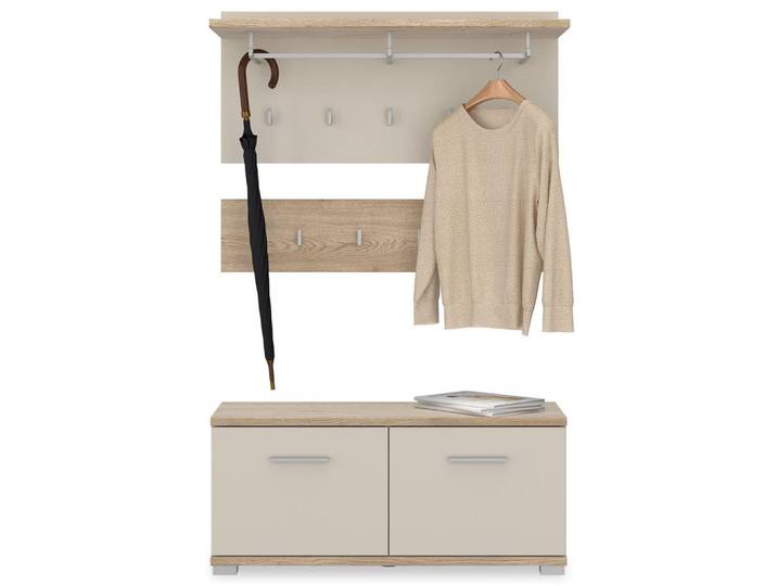 Idimex Garderobenset Bilbao Cremona Eiche/Kaschmir, Sonoma Eiche, Kaschmir, Mode, 90x60x34 cm, Garderobe, Garderobenpaneele, Wandgarderobe