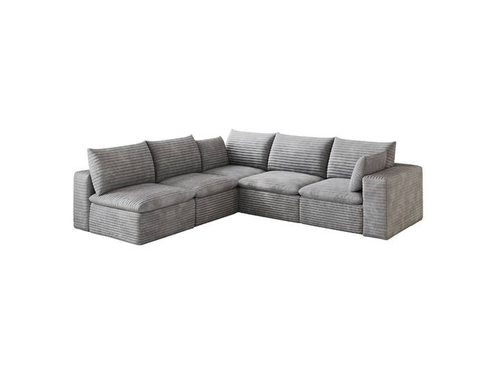 Elvmi Canapé Modulaire Avec Structure En Mousse\, Design Modulable Et Coussin Déhoussable\, En Tissu\, Gris