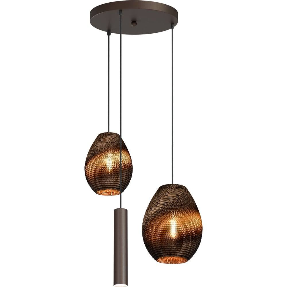 Masterlight Carta Pineapple 3-lichts hanglamp - Cacao - Papier en Metaal