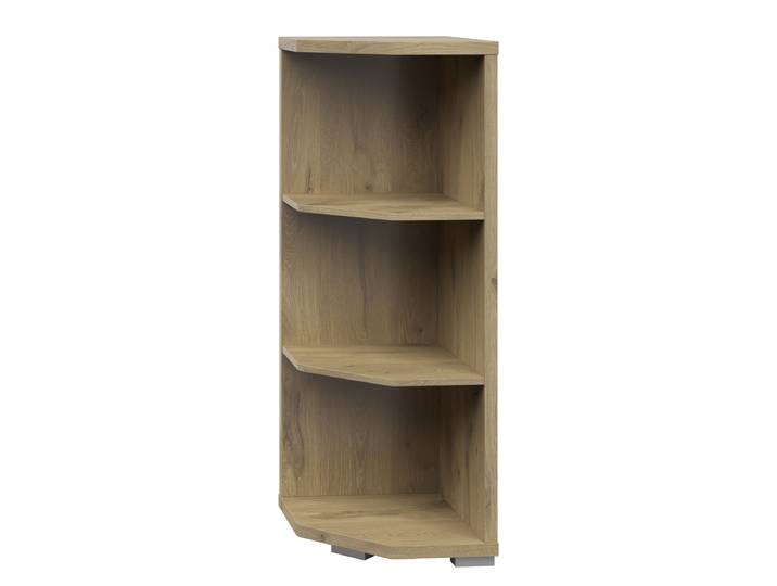 Eckregal Korpus: Spanplatte, laminiert Füße: Kunststoff Braun/Eiche Dekor 110cm