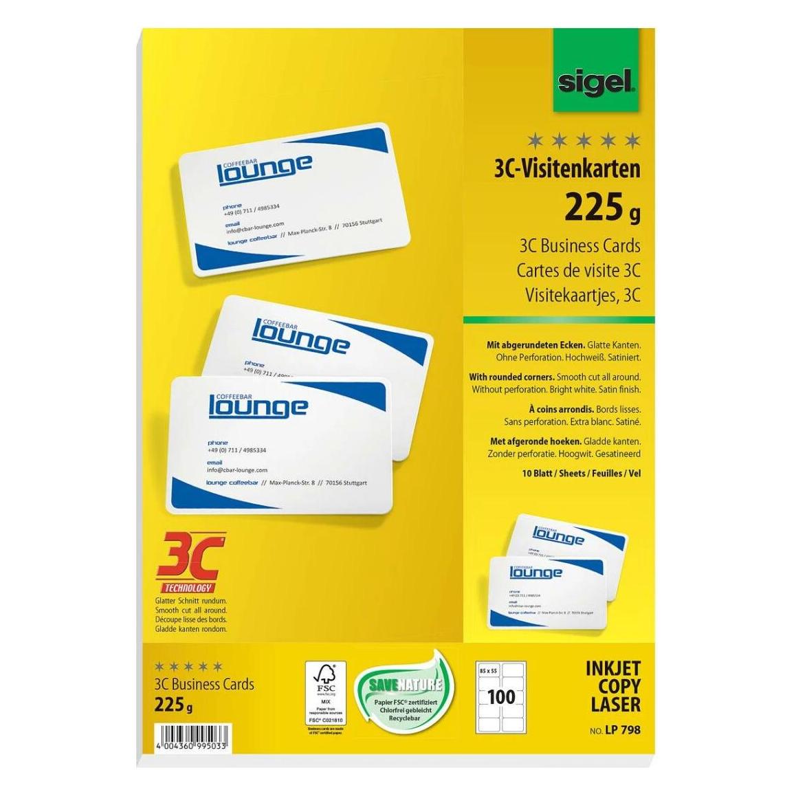 Sigel 3c (A4, 100 Blätter, 225 g/m²) (LP798)