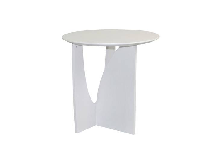 Mid.you Beistelltisch, Weiß, furniert, Uni, rund, X-Form, 50x51x50 cm, einfacher Aufbau, Holzmöbel, Holztische, Beistelltische Holz