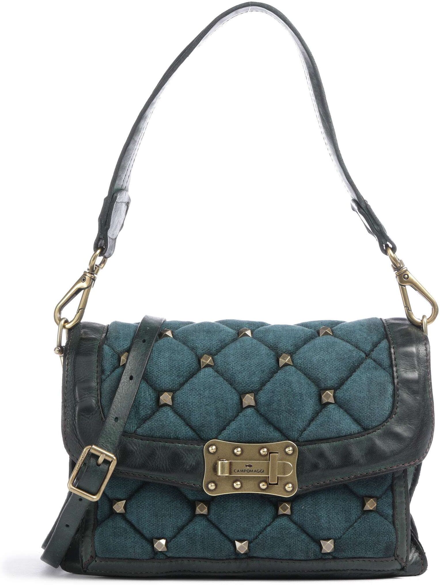 Campomaggi Schultertasche aus Leder, petrol