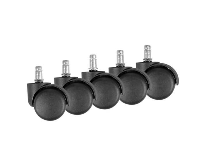 AMSTYLE 5er Set gebremste Weichboden-Rollen für Bürostuhl 11 mm Stift/Durchmesser 50 mm, Premium Teppichrollen in Schwarz, Dreh-stuhlrollen für weiche Böden