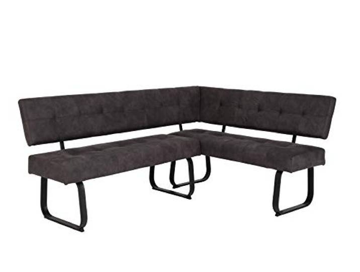 Hela Tische, Eckbank Sitzbank mit Rückenlehne Luise, Mikrofaser Anthrazit, Metal-Kufengestell Anthrazit, Komfortsitz Federkorb, 202x152x92cm