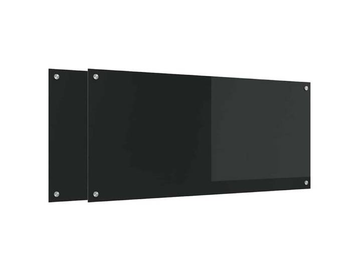 Dosseret en verre trempé - - Noir - 110x50 cm - Verre trempé - Thermorésistant - Épaisseur 6 mm