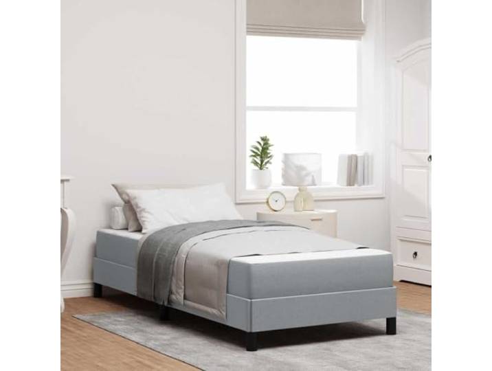 Atmungsaktiver Stoff Holzwerkstoff Minimalistisch Boxspringbett Hellgrau Boxspringbett mit Matratze 100x200 cm Hellgrau Stoff Einzelbett mit Bonnellfedern Lattenrost Stabiles Holzgestell Modernes