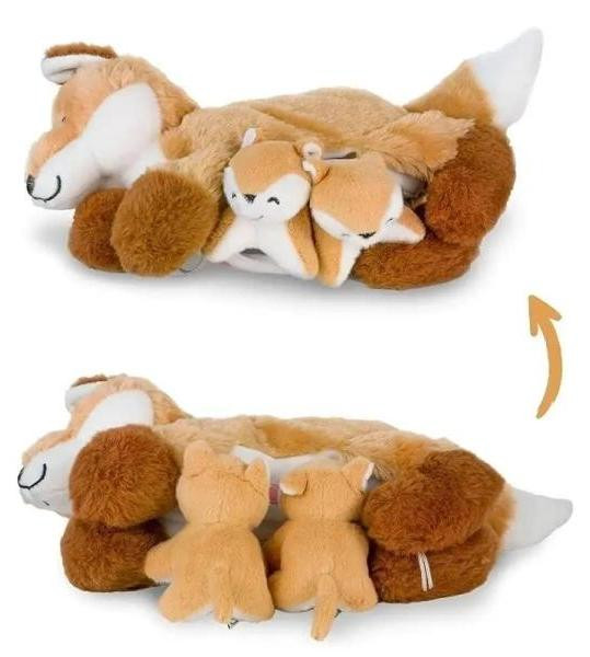 Mamanimals Vos knuffelset met 2 babyvossen en magnetische sluiting