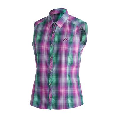 Funktionsbluse MAIER SPORTS "Paloma", Damen, Gr. 48, bunt (hellbeere), 85% Polyester, 15% Viskose, Blusen, ärmellose Damen Bluse, sommerliches Blusen-Shirt, Karobluse, Reg. Fit