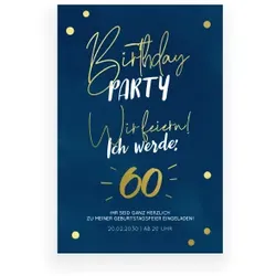 Einladungskarte 60. Geburtstag: Große Zahl 60
