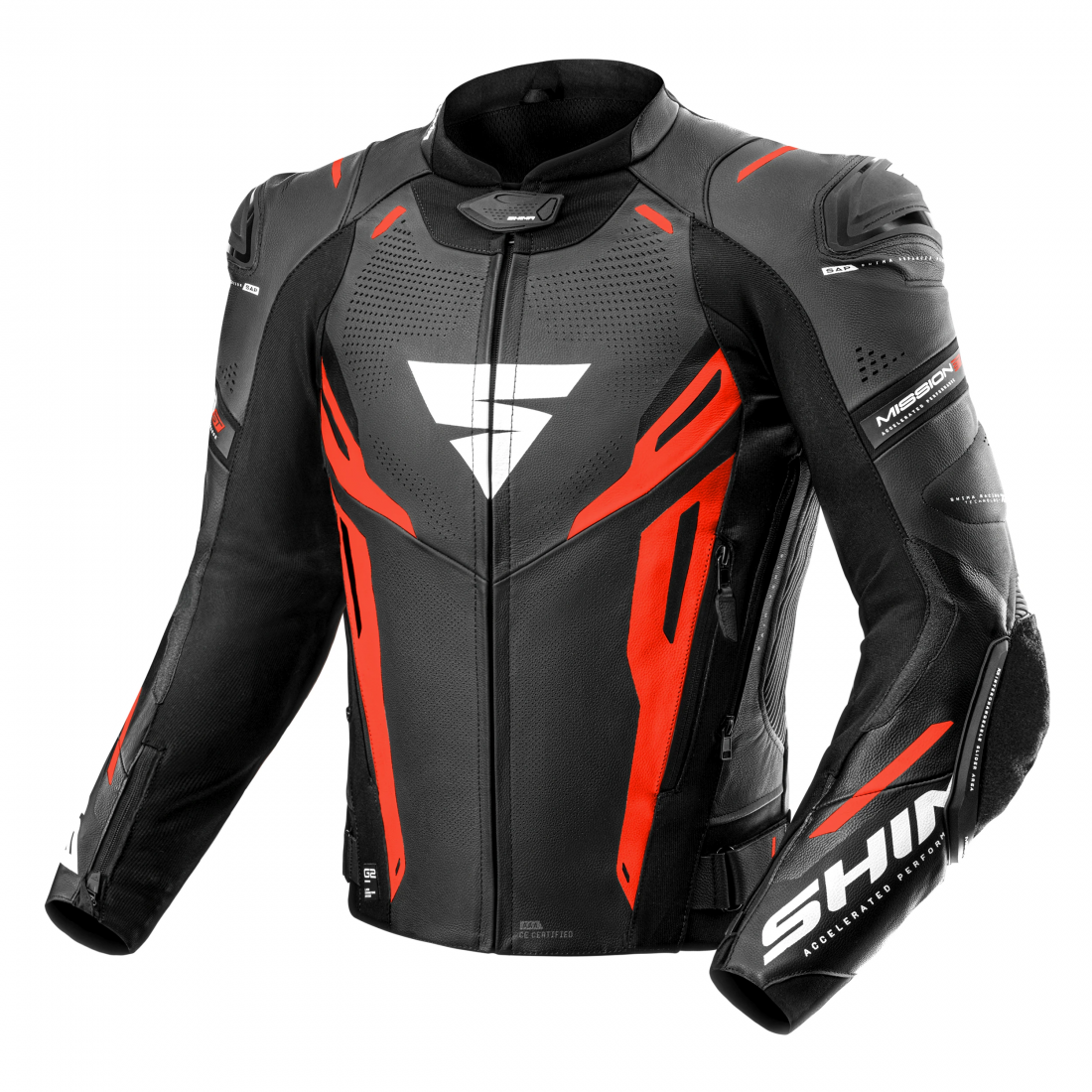 SHIMA Mission ST Motorrad Lederjacke MISSION-ST-MEN-JKT-BLK-RED-52