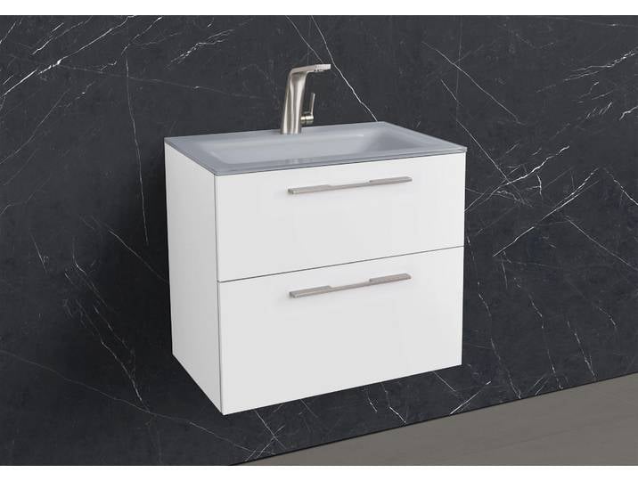Zafiro - Badmöbelset 60 cm mit Glaswaschtisch Optiwhite und Unterschrank