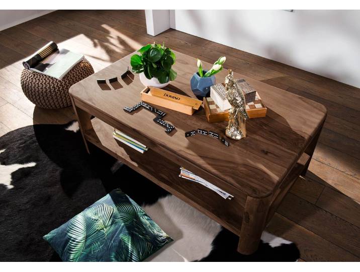 MASSIVMOEBEL24 Table basse 120x70 Palissandre teinté Smoked cherry TORONTO #105