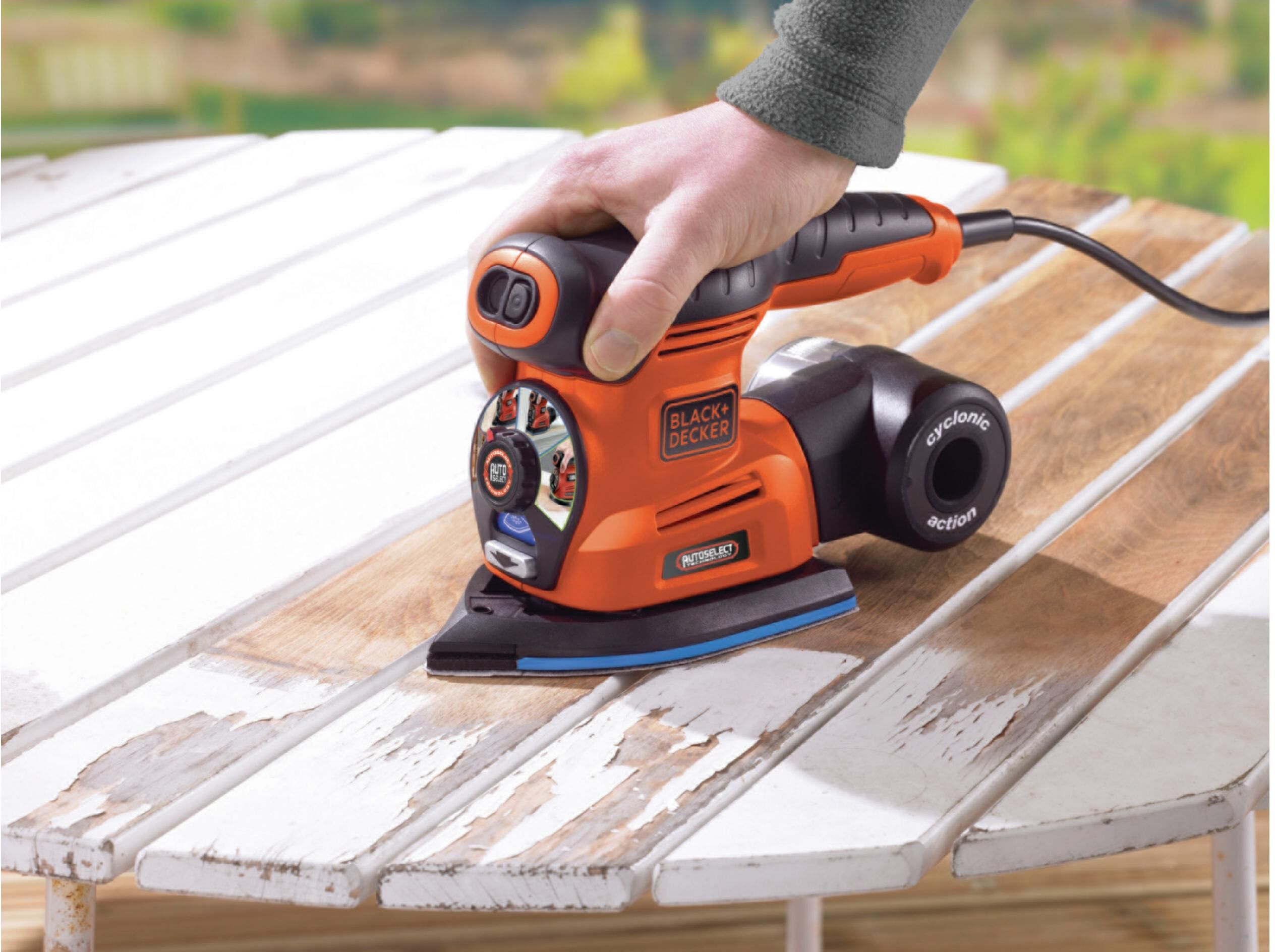 Multischleifer BLACK + DECKER "Multischleifer, Black & Decker, »KA280K Netzbetrieb«", orange (orange, schwarz), Schleifmaschinen, Multischleifer, Werkzeugloser Schleifplattenwechsel orange, schwarz Einheitsgröße