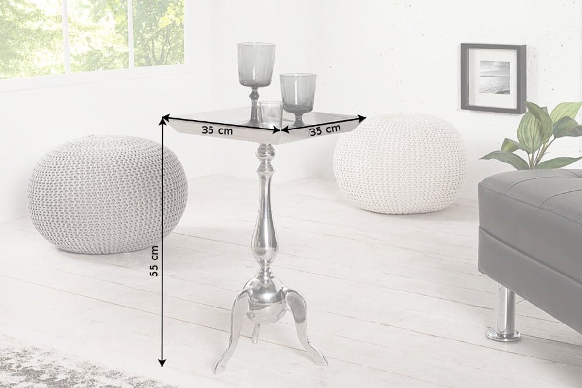 Invicta Interior Filigraan bijzettafel TRAYFUL met zilveren aluminium dienblad, B: 55 cm, H: 35 cm, D: 35 cm