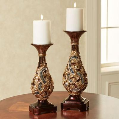 Touch of Class Daniella Candleholders Mahogany Set of Two, Set of Two, Mahogany
