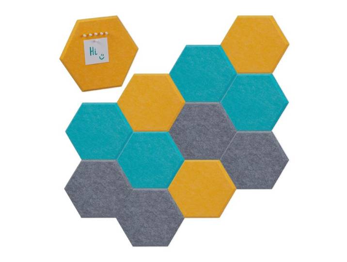 Relaxdays Bunte Filzpinnwand Sechsecke 12er Set