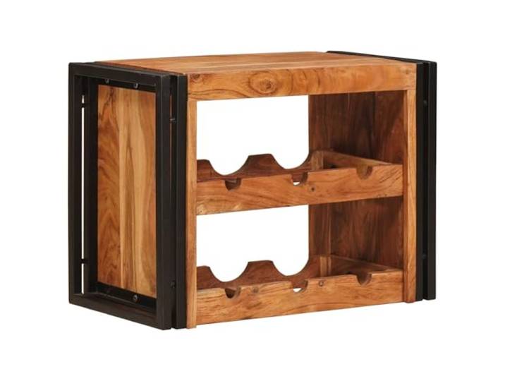 HBBMGYD Weinregal, Wandmontage, 60 x 45 x 33 cm, Massivholz, Braun Rustikales Industriedesign, Eisenrahmen, Aufbewahrung für mehrere Flaschen, einfache Montage