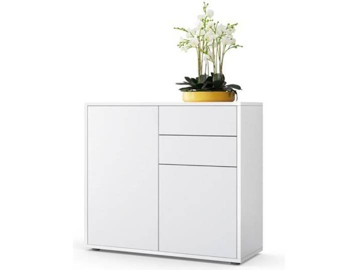 Vladon Commode Buffet Ben Corps en Blanc mat - Façades en Blanc mat