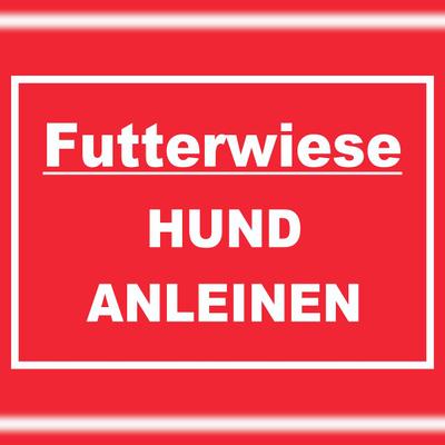 HB-Druck Futterwiese Hund anleinen Schild A2 Rückseite selbstklebend
