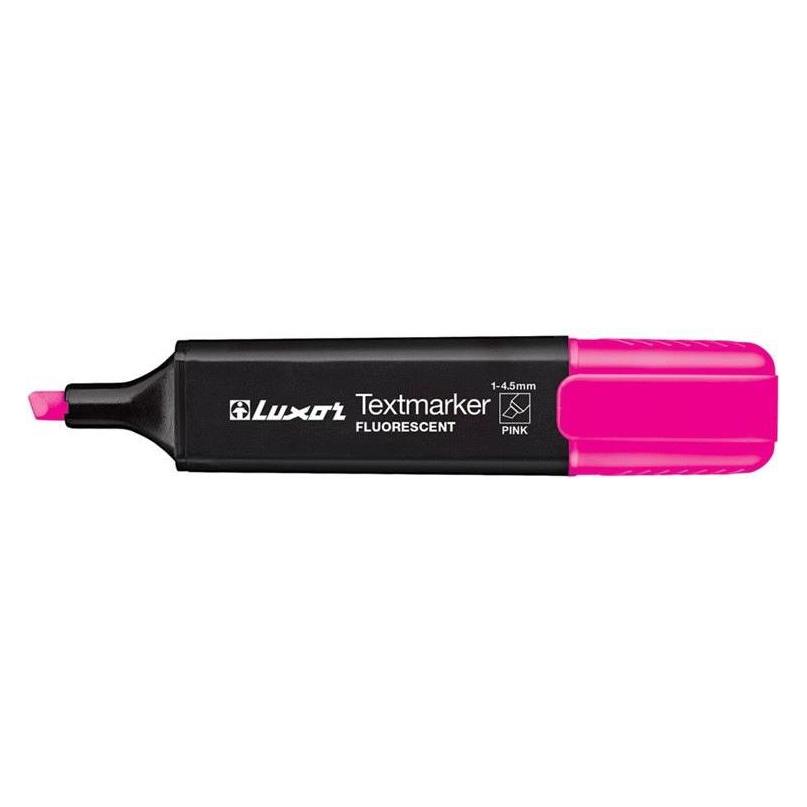 Luxor Textmarker, Keilspitze: 1 - 3,5 mm, pink Strichstärke: 1 - 3,5 mm, mit Clip, leuchtende Tin... (10x) (4174/10BX)