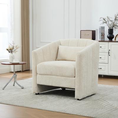 Tufted Pumpkin-Shape Chenille Accent Chair,Comfy Upholstered Reading Chair