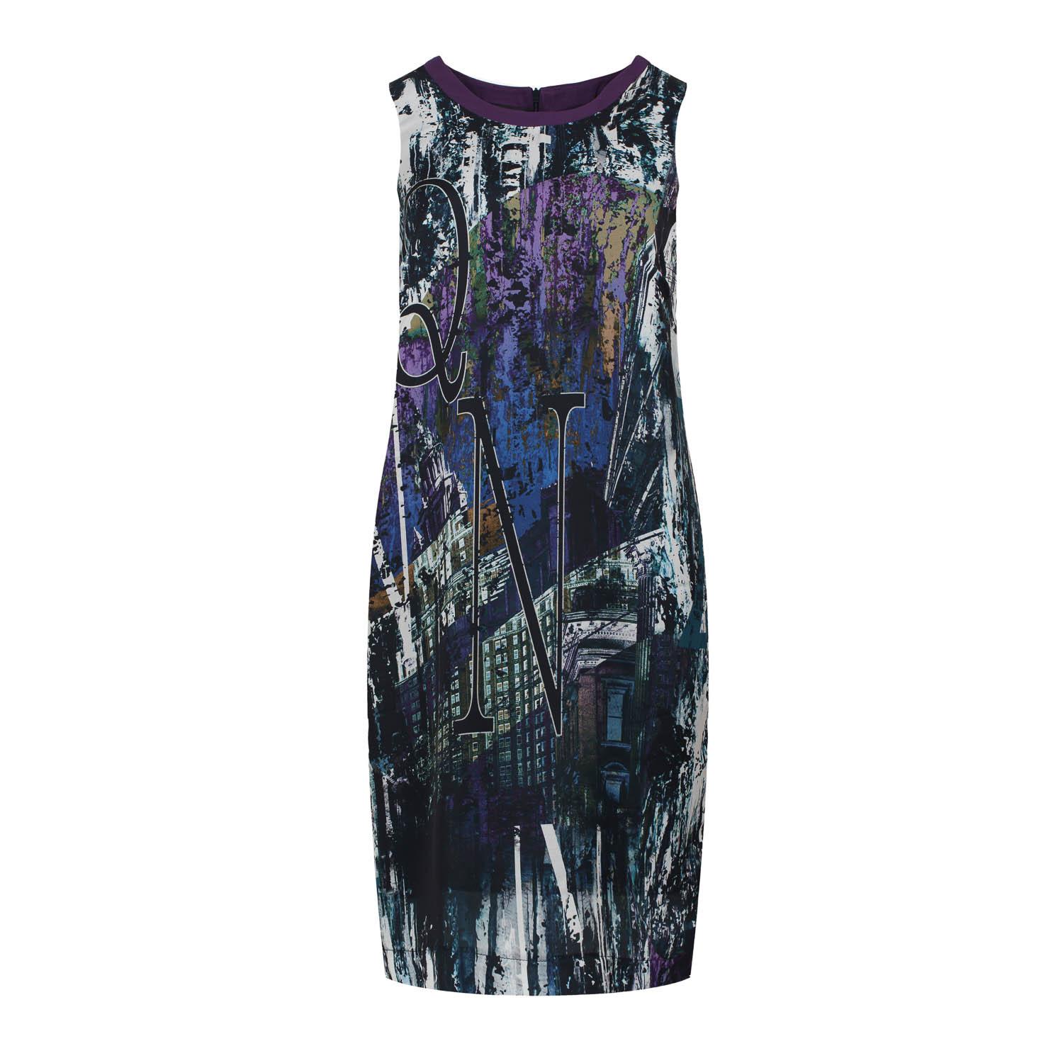 Urbanes grafisches Satin Kleid mit Kontrast-Ausschnitt