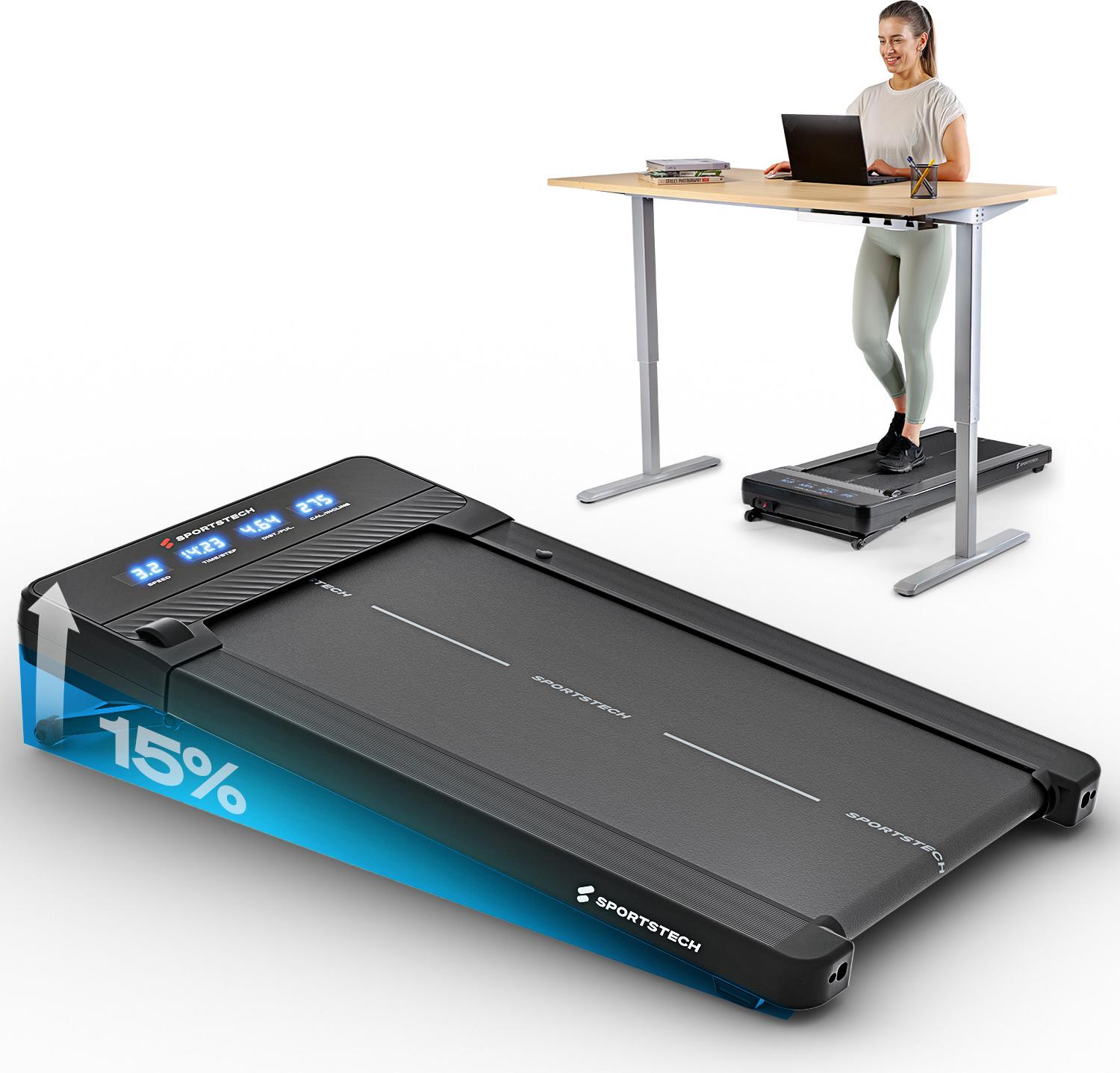 Sportstech Walking Pad sPad500 | Automatische Steigung | Laufband für Zuhause und Schreibtisch | LED-Display | Home Office