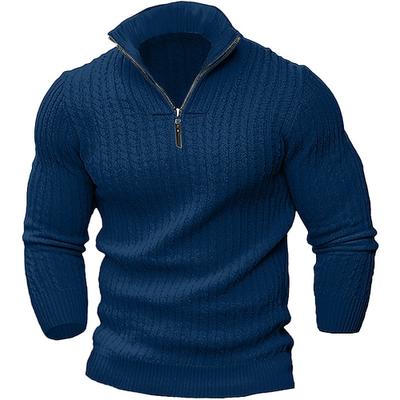 Herren Pullover Pullover mit Viertelreißverschluss Gestricktes Oberteil Gerippt Stricken Standard Strick Viertel Postleitzahl Glatt Viertel Postleitzahl warm halten Moderne zeitgenössische