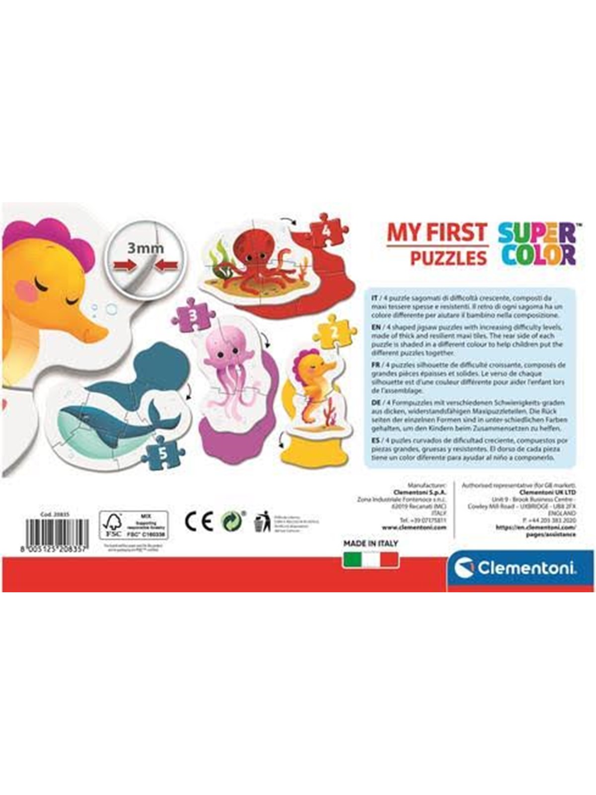 Clementoni Puzzle, Mein erstes, Meeresleben, 2, 3, 4, 5 Teile