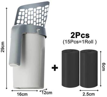 Uplift Picks Cat Litter Scoop With Refill Bags For Cleaner Faster Waste Disposal 2 Rolls Of Garbage