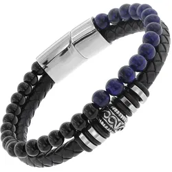 trendor 75876 Herren-Armband Leder Schwarz / Onyx / Stahl