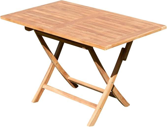 Silecomplaza Teak Klapptisch Holztisch Gartentisch Garten Tisch 120x70cm JAV-Aves Holz echt Teakholz