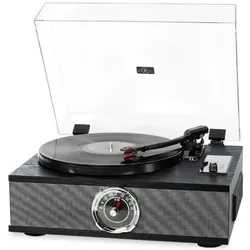 Halterrego Platine vinyle ALL-in-one avec 2 HP intégrés / couvercle, RMS 2* 8W, Plattenspieler, Schwarz