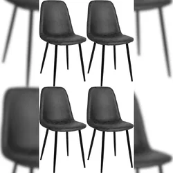 Décoshop26 - Set mit 4 modernen Esszimmerstühlen mit schwarzen Metallbeinen und schwarzen PVC-Sitzflächen 10_0001823