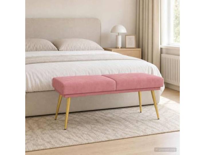 NLQMSU Bank, doppellagig, Rosa, 120 x 45 x 46 cm, Samt Weicher Samt, Polyester, Holzwerkstoff, Metallbeine, Wohnzimmer, Schlafzimmer, Flur