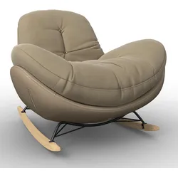 Schaukelsessel Elea Beige Lederlook/Chenille