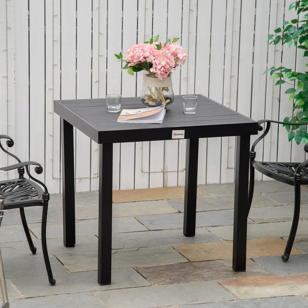 Ebern Designs Outsunny 78 cm Garden Dining Table for 4 People Square Black