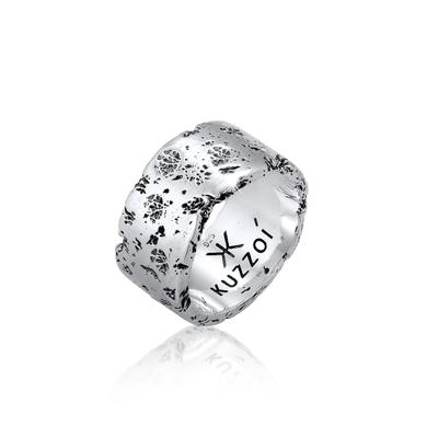 Silberring KUZZOI "Ring Herren Geschmiedet Rustikal Look Trend 925 Silber" Gr. 62, silber, Fingerringe, Herren, 62, Silber 925 (Sterlingsilber), Silberring