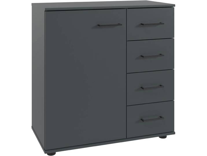 Kombikommode WIMEX Taiga , grau (graphit), B:81cm H:83cm T:41cm, Holzwerkstoff, Sideboards, Kombikommode, 1 türig und 4 Schubladen