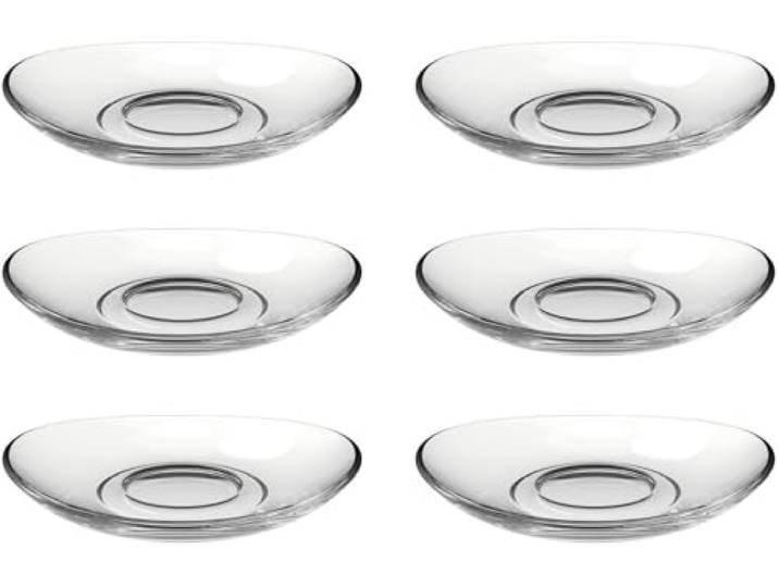 Leonardo Napoli 024205 Lot de 6 soucoupes en verre lavables au lave-vaisselle pour tasses à expresso Napoli Ø 11 cm